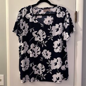 Chico’s Navy and White Floral Blouse